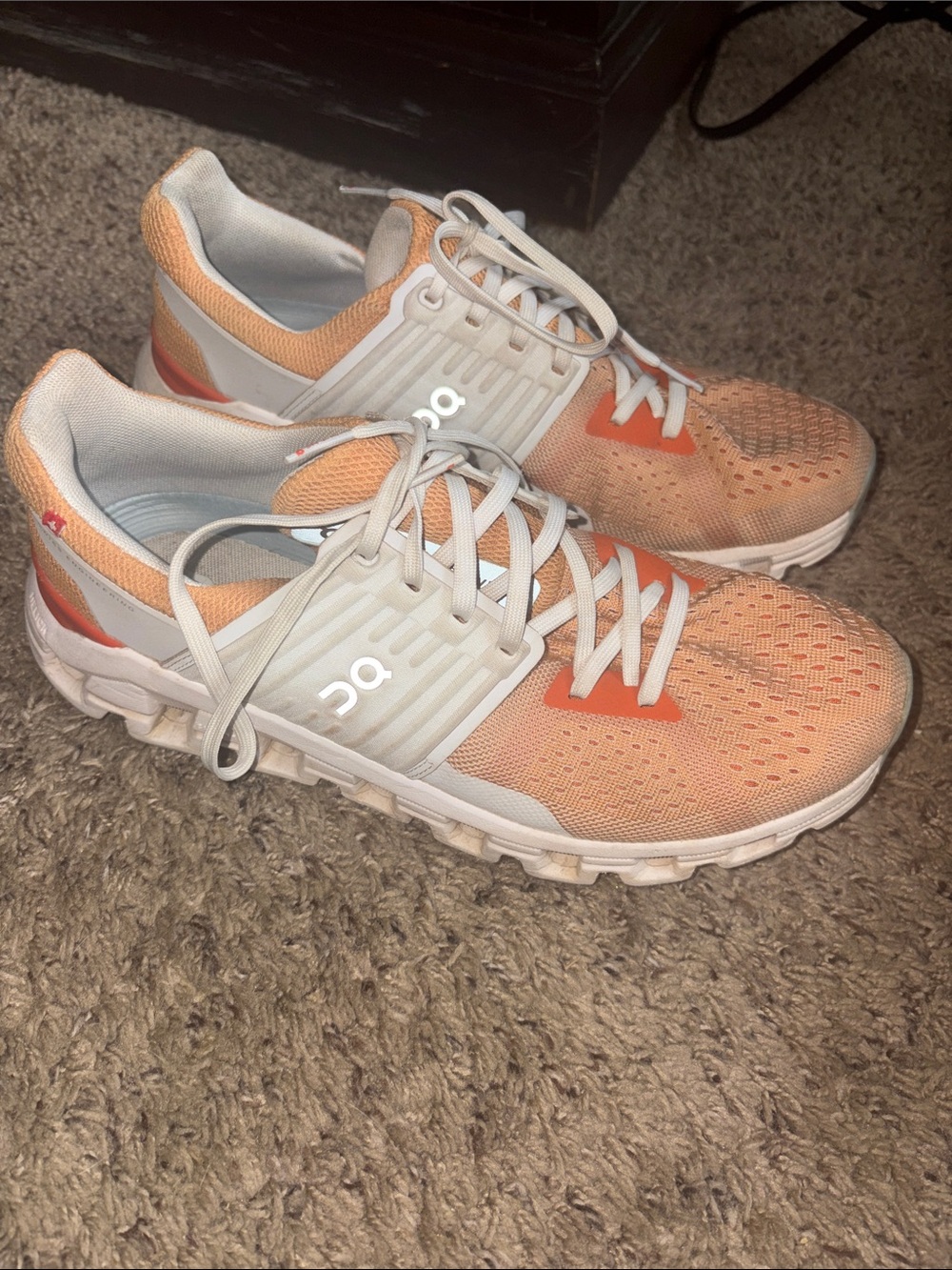 Women’s Peach and White Lightweight Athletic Sneakers